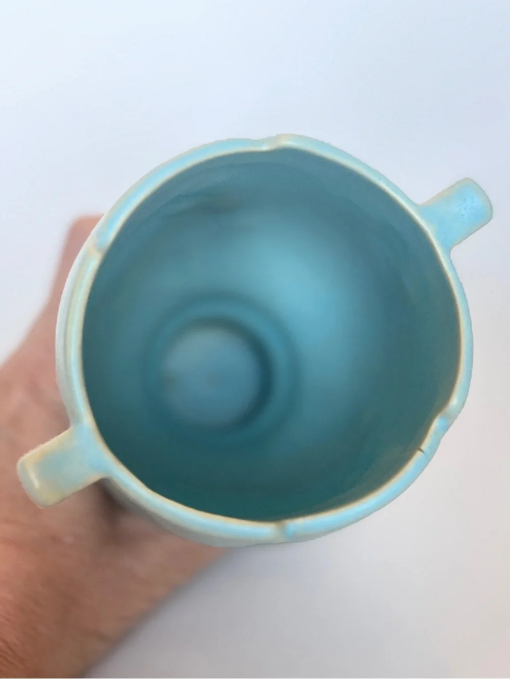 Roseville Silhouette 779-5 Vase Aqua Blue Seafoam Oak Leaf Urn Flower Arrranger